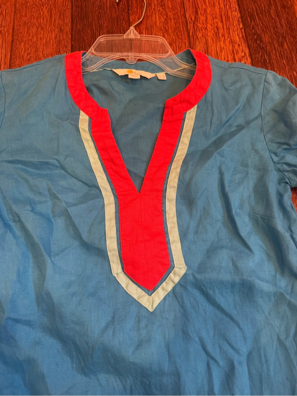 Boden Bright Blue linen swim cover up size 2 VGUC